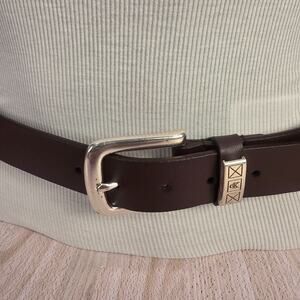 Calvin Klein Brown Genuine Leather Classic Square Buckle 39" Belt - Medium